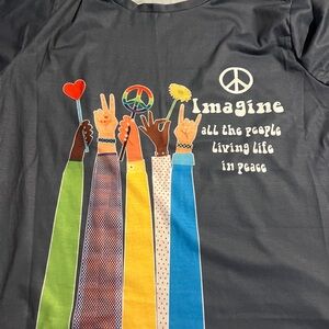 Gray Peace Graphic T-Shirt